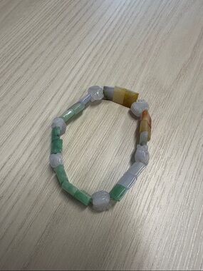 Multicolor Jade Bead Stretch Bracelet